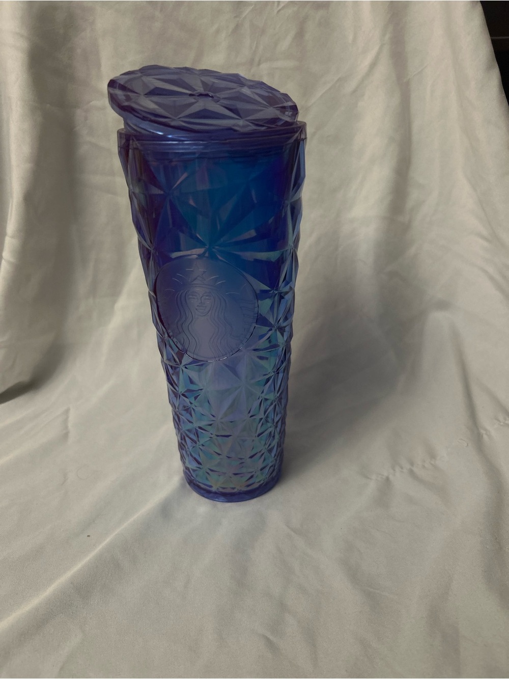 Starbucks Iridescent Blue-Purple Geometric Tumbler with Lid